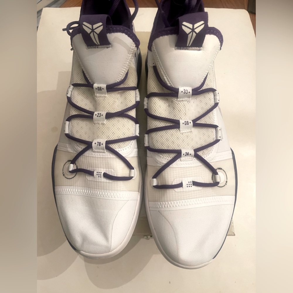 NIKE Kobe AD Exodus TB White Purple LA LAKERS Home Bryant 24 Black MAMBA 8 SZ 15